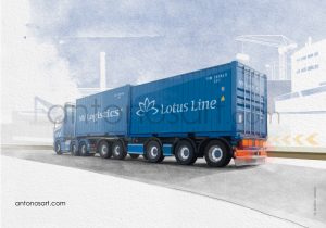 logistics illustrations container truck antonosart