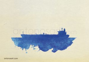 maritime digital watercolor illustration tanker ship antonosart