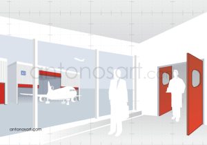 technical logistic illustrations airport industrial doors antonosart